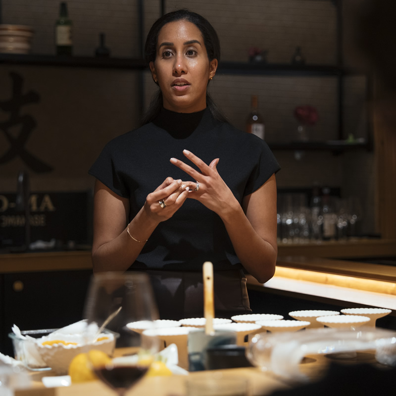 Sukeina El Badaoui, deputy sales manager at Relojería Alemana, during the Patek Philippe event at the omakase bar in Mallorca