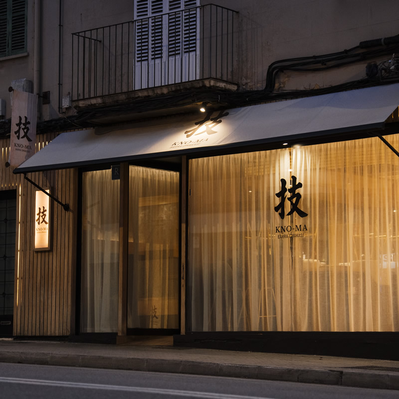 Exterior of the Kno-Ma restaurant in Palma, Mallorca's first omakase bar and the venue for Patek Philippe's traveling collection.