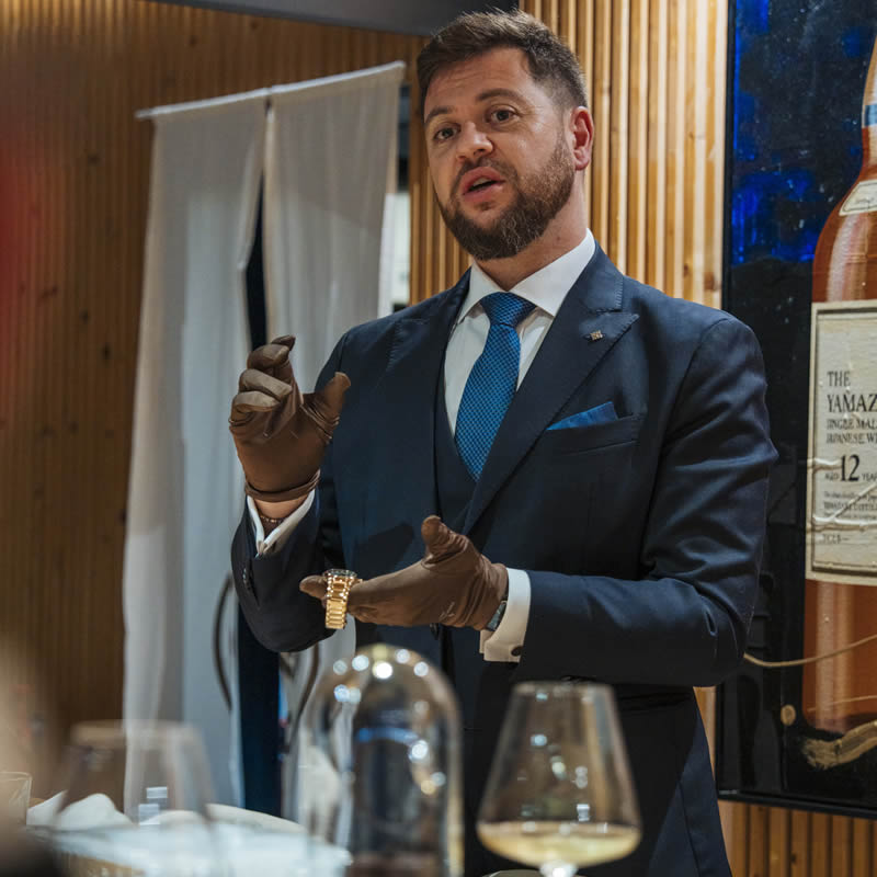 Jordi Arteaga, sales manager at Relojería Alemana during the Patek Philippe Traveling Collection event