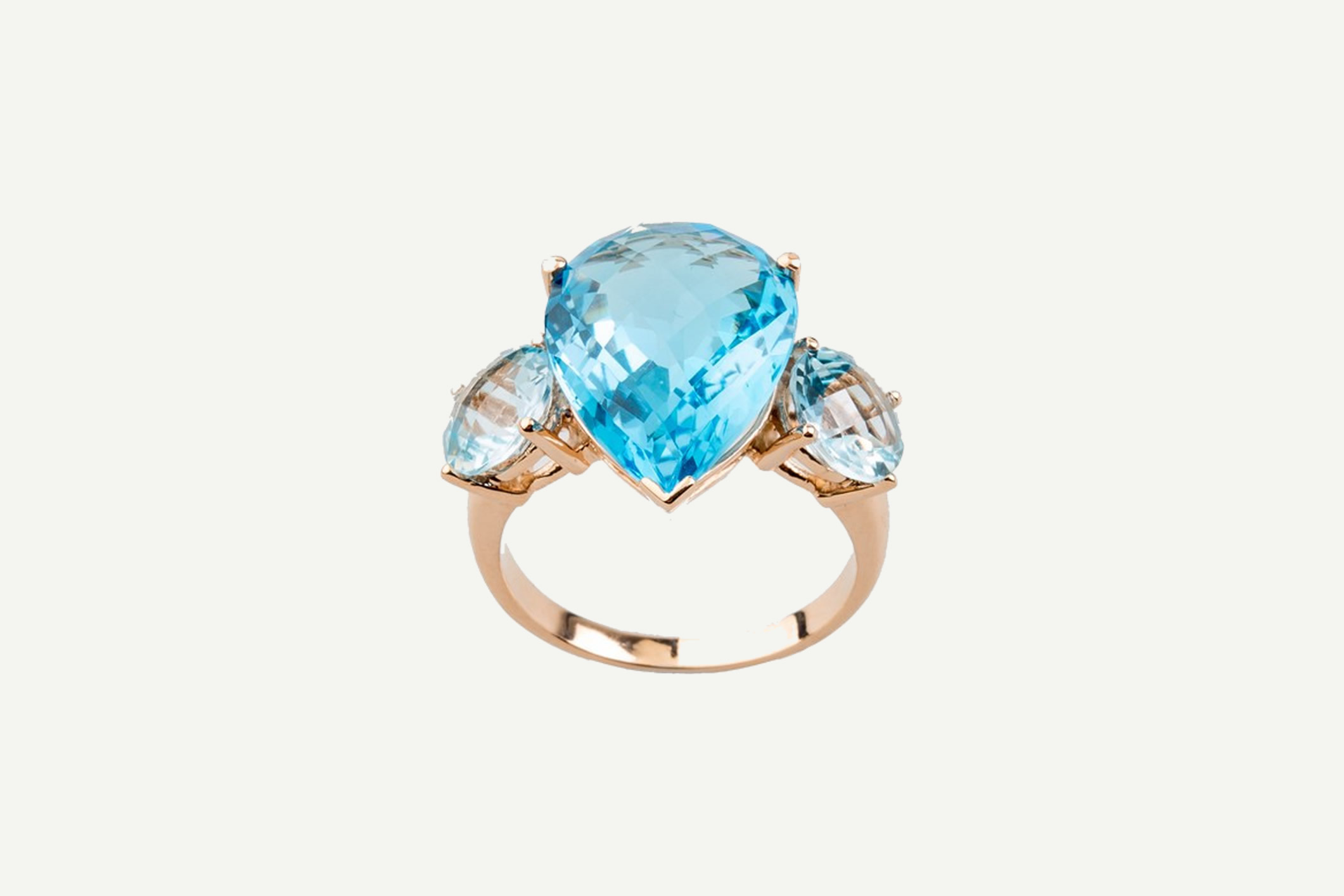 Setenta y Nueve ring in rose gold with Swiss blue topaz and Sky blue topaz