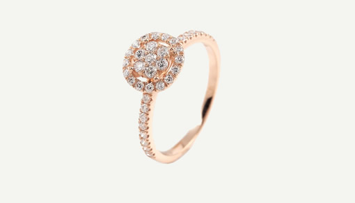 Anillo en oro rosa con diamantes de la colección Setenta y Nueve