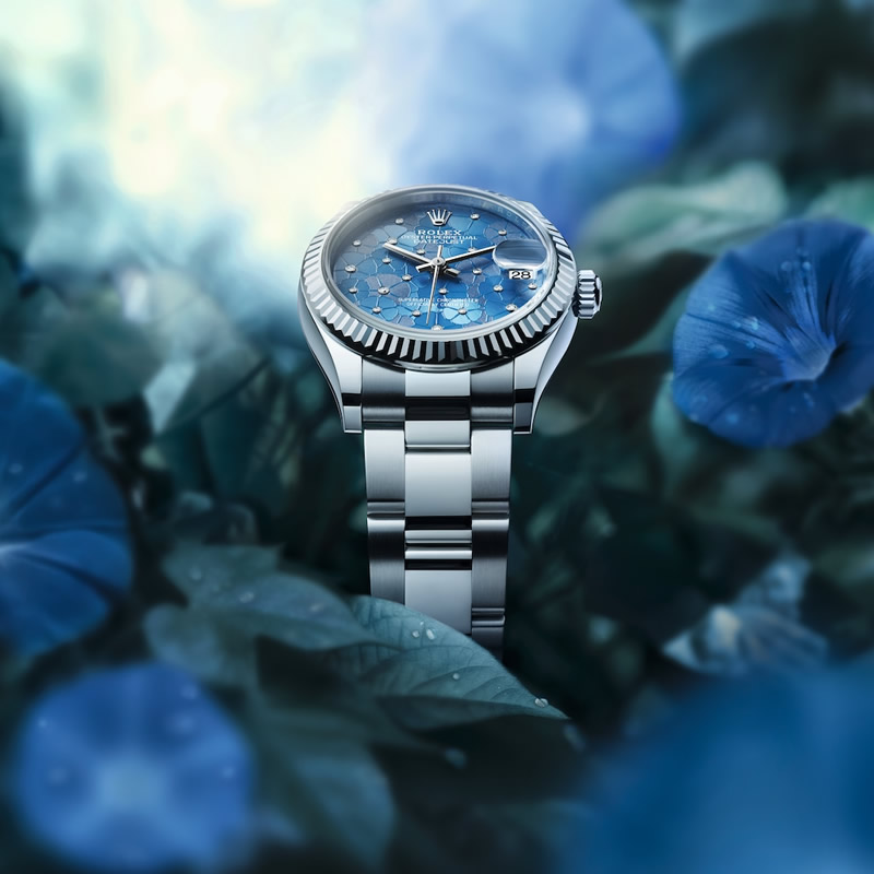 New Rolex Datejust 31 2022 with azzuro blue flower motif dial