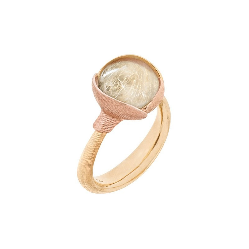 Lotus ring with rutilated quartz by Ole Lynggaard, trending jewellery for this autumn/winter 2020