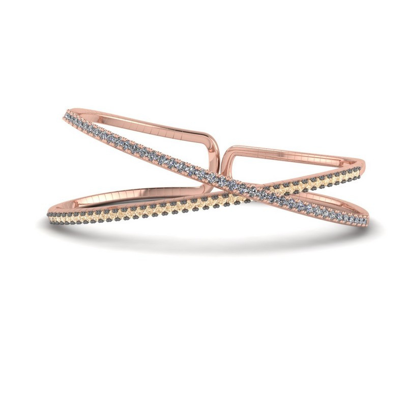 Rose gold bracelet with 39 brilliant-cut diamonds and 35 brilliant-cut brown diamonds by Setenta y Nueve
