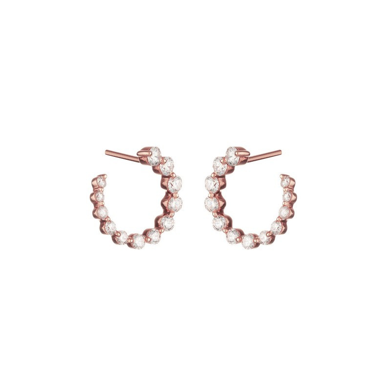 Rose gold earrings with brilliant-cut diamonds by Setenta y Nueve