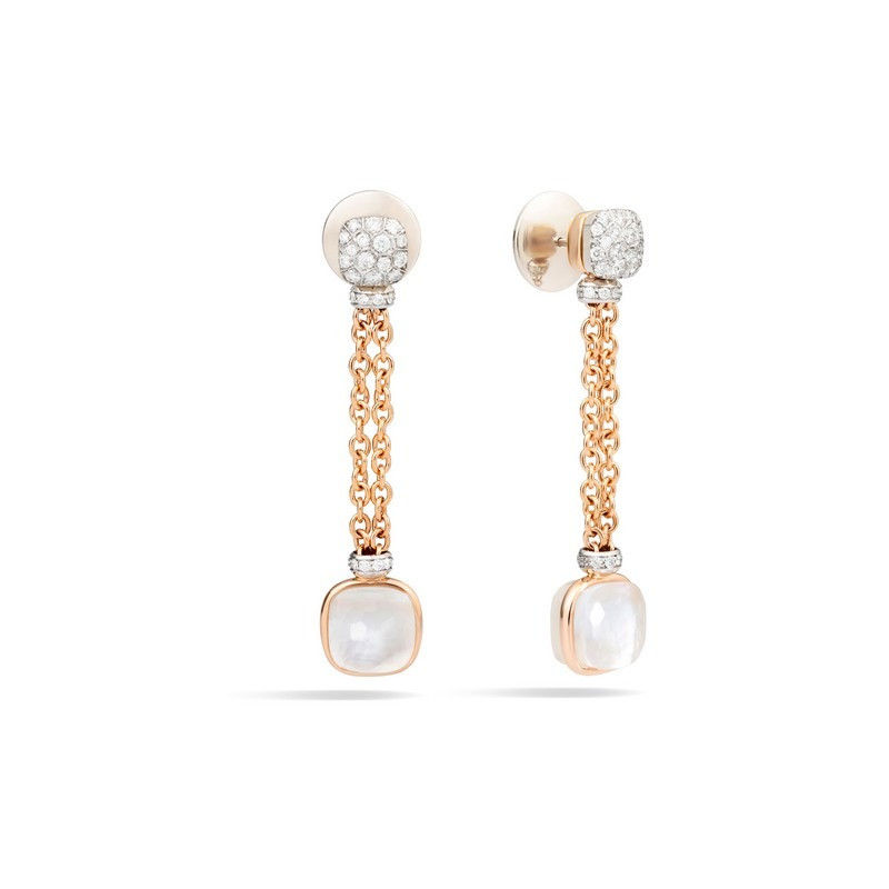 Nudo earrings in rose and white gold by Pomellato 
