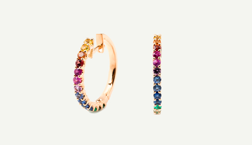 Pendientes con piedras multicolor Rainbow en oro rosa de la firma Setenta y Nueve