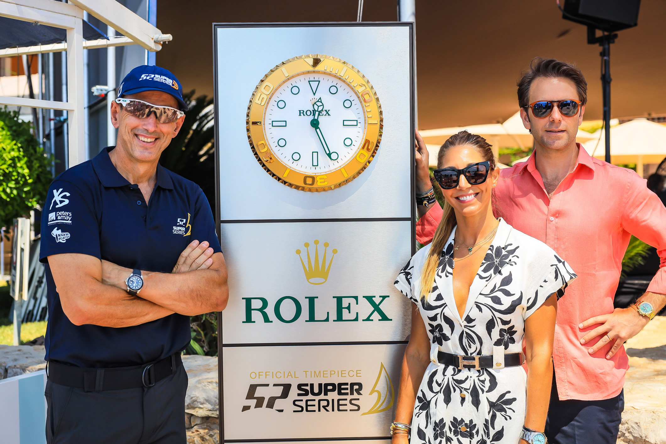 Agustín Zulueta, CEO de la 52 Super Series, Paula Fuster, directora comercial de Relojería Alemana, y Cédric Müller, Director de Rolex España