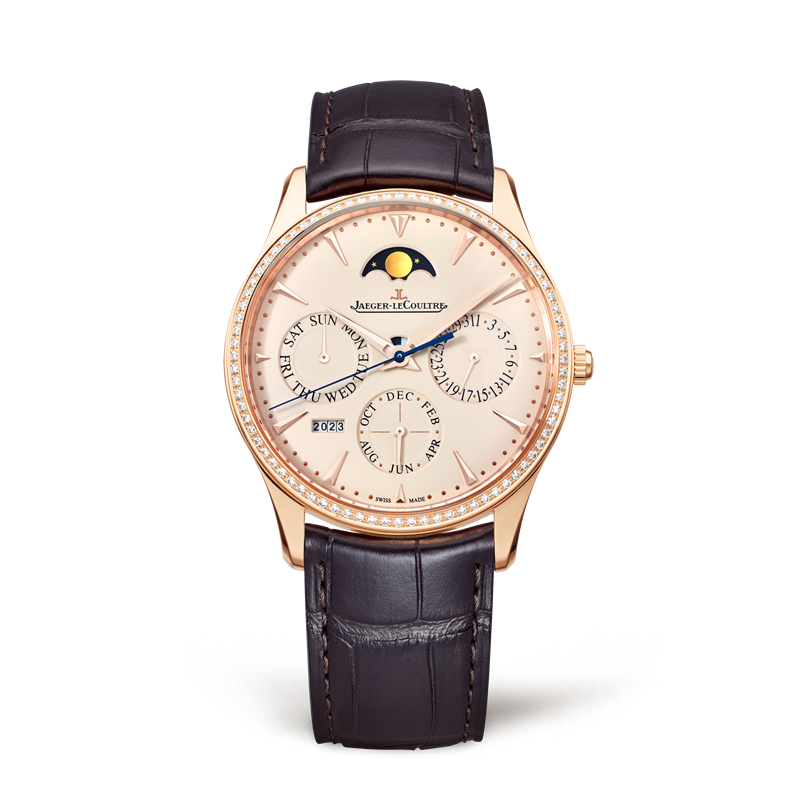 Jaeger-LeCoultre Master Ultra Thin Perpetual de oro rosa y correa de piel marrón