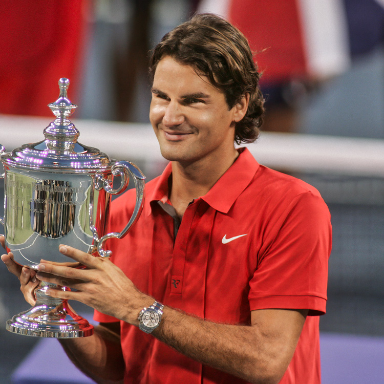 Roger Federer, ganador de cinco consecutivos US Open de tenis