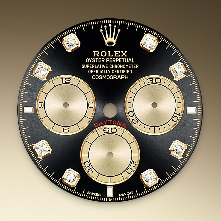  Esfera Negro vivo y dorada engastada de diamantes Rolex Cosmograph Daytona oro amarillo en Relojería Alemana