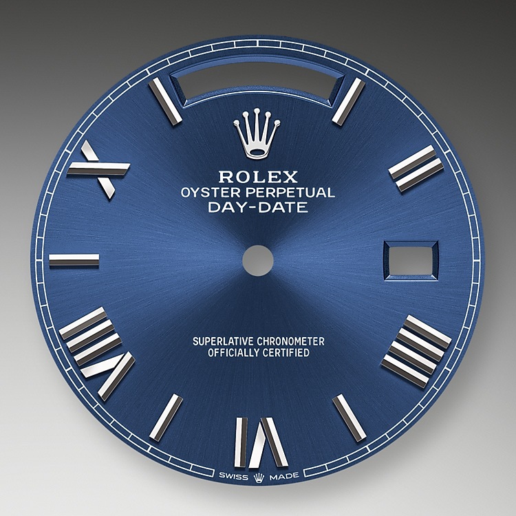 Esfera azul vivo Rolex Day-Date 40 en Relojería Alemana