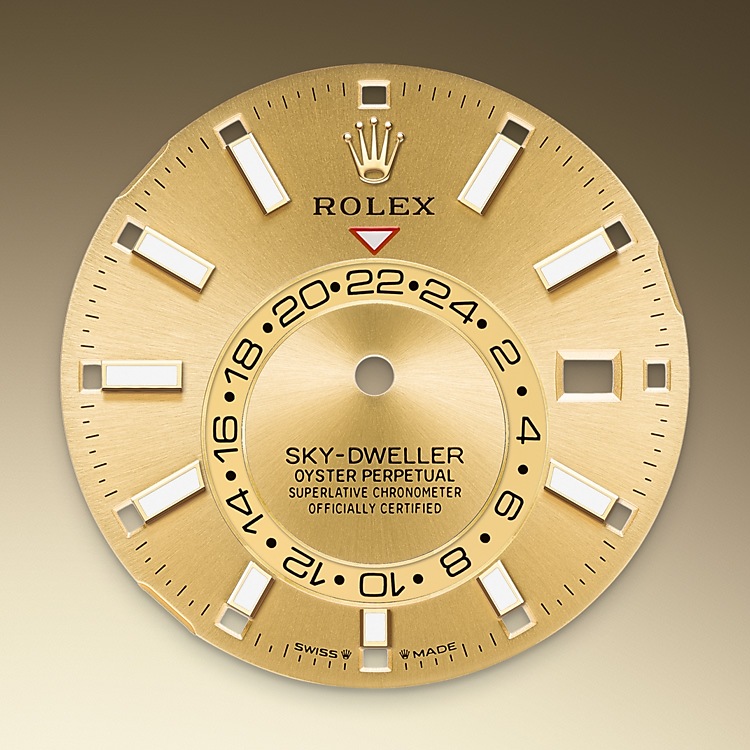  Esfera champagne Rolex Sky-Dweller acero Oystersteel y oro amarillo en Relojería Alemana