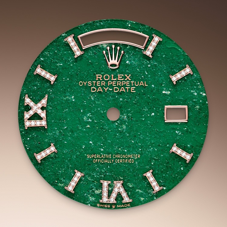 Escala taquimétricar Rolex Day-Date oro Everose y diamantes en Relojería Alemana