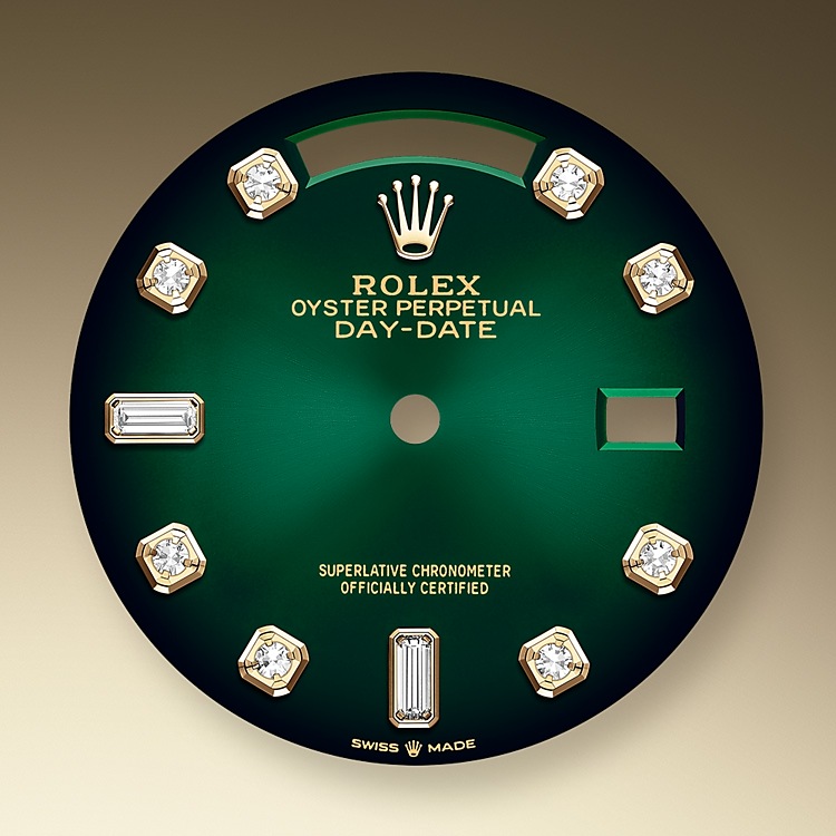 Green Dial sombreada Rolex Day-Date 36 in Relojería Alemana