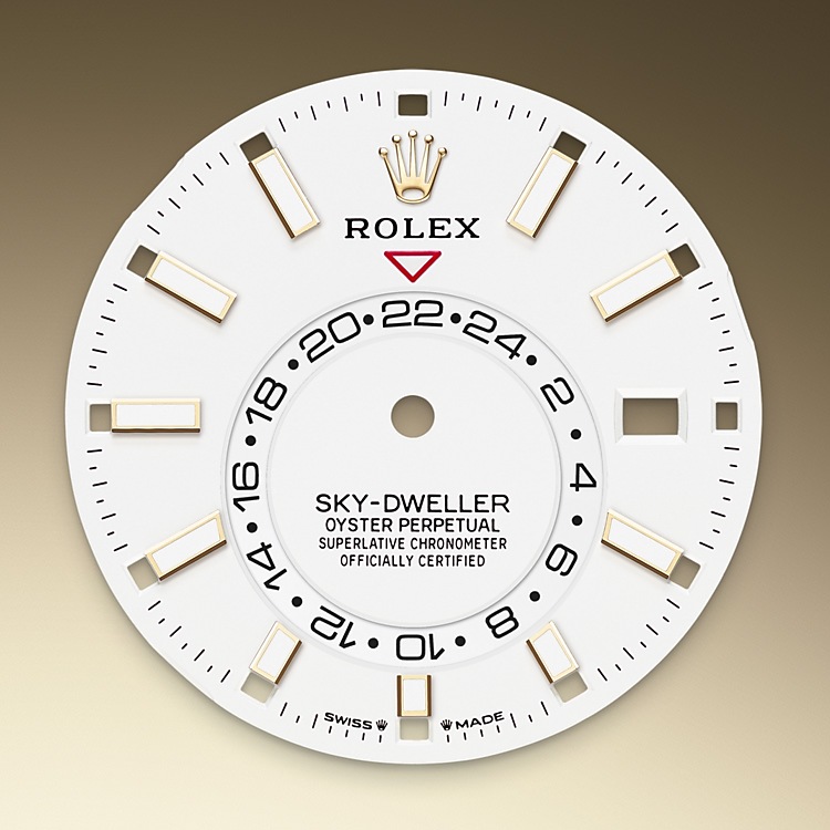  Esfera Blanco intenso Rolex Sky-Dweller oro amarillo en Relojería Alemana