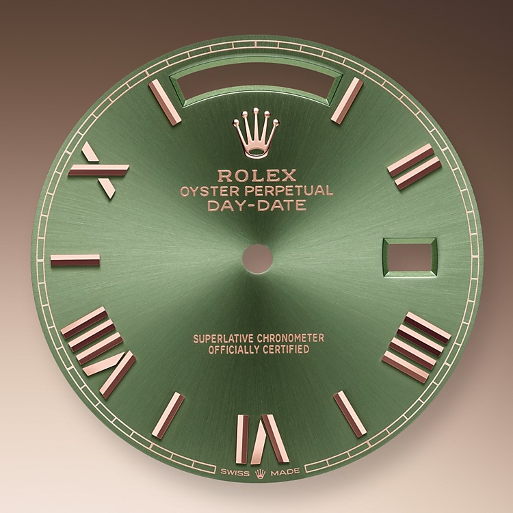 Olive Green Dial Rolex Day-Date 40 in Relojería Alemana