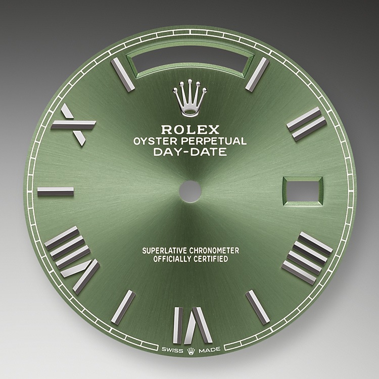 Olive Green Dial Rolex Day-Date 40 in Relojería Alemana