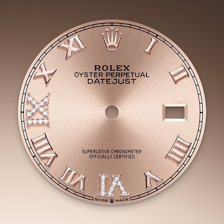 Color «rosé» engastada de diamantes Rolex Datejust 36 en Relojería Alemana