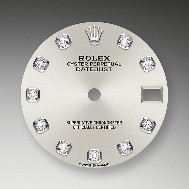 Esfera plateada engastada con diamantes Rolex Datejust 31 en Relojería Alemana