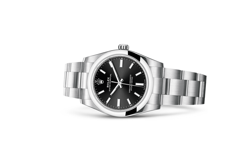  Rolex Oyster Perpetual 34 Oystersteel and Bright black dial in Relojería Alemana 