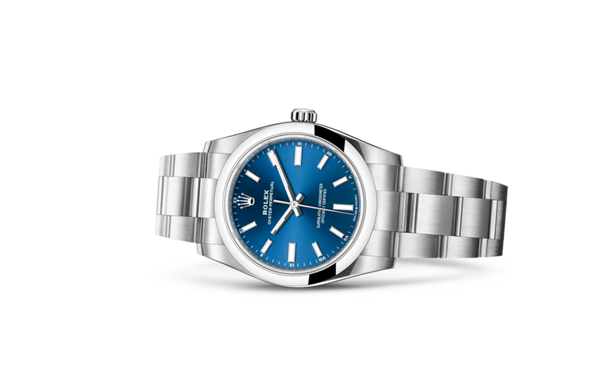  Rolex Oyster Perpetual 34 Oystersteel and Bright blue dial in Relojería Alemana 