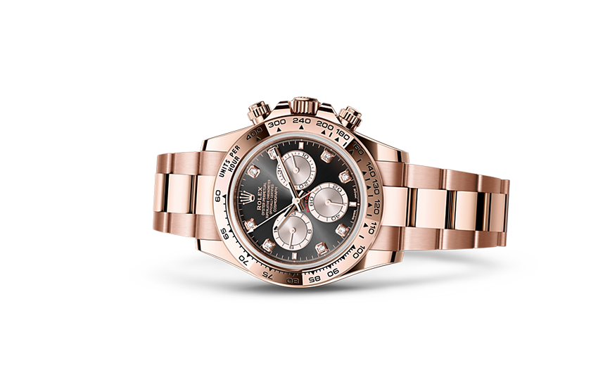 Rolex Cosmograph Daytona 18 CT Everose gold and vivid black dial and Sundust set with diamonds in Relojería Alemana