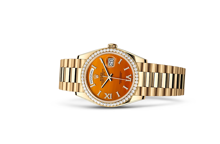 Rolex Day-Date white gold and Carnelian set with diamonds dial in Relojería Alemana