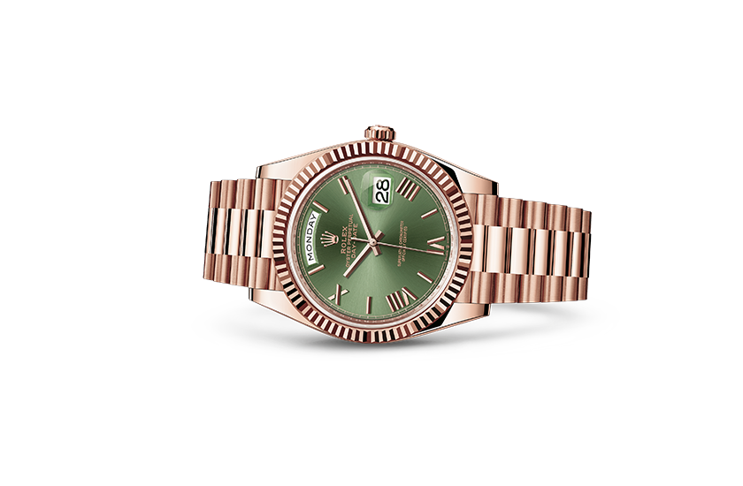  Rolex Day-Date 40 Everose gold and Olive Green Dial in Relojería Alemana 