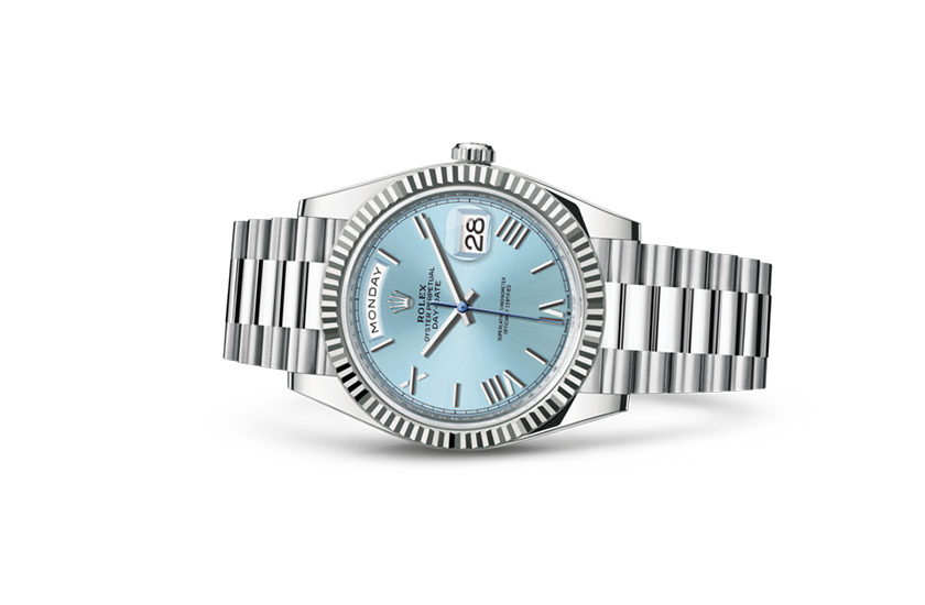  Rolex Day-Date 40 de platinum and blue dial glaciar in Relojería Alemana 
