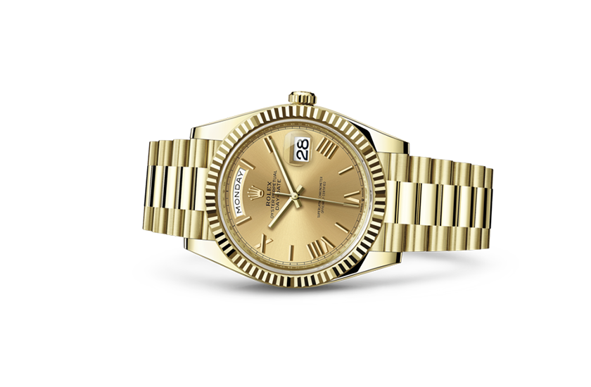  Rolex Day-Date 40 yellow gold and champagne-colour dial in Relojería Alemana 