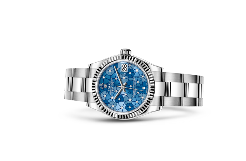 Foto Rolex watch Datejust 31 azzurro blue dial, floral motif, set with diamonds Relojería Alemana in Mallorca