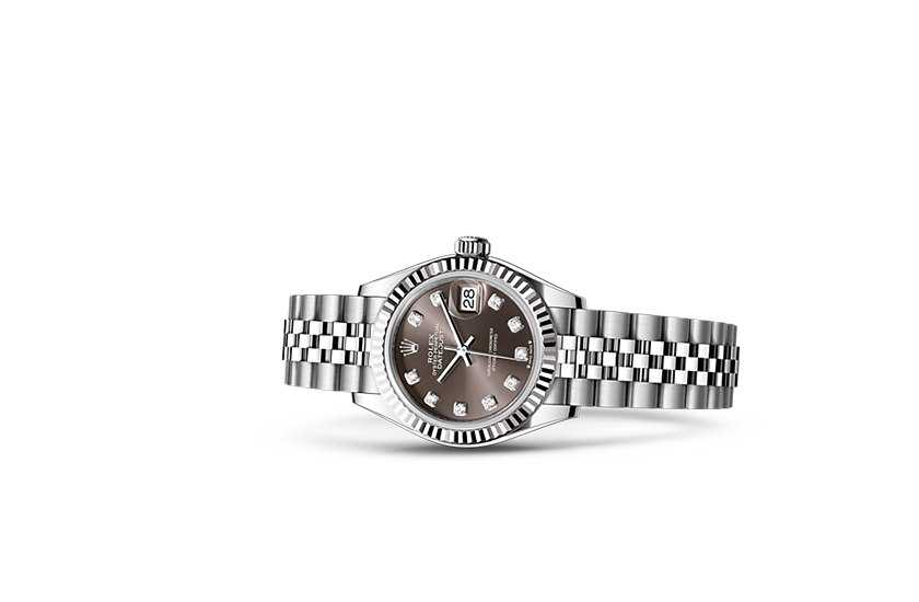 Rolex watch Lady-Datejust Oystersteel and white gold, and Dark Grey Dial set with diamonds in Relojería Alemana