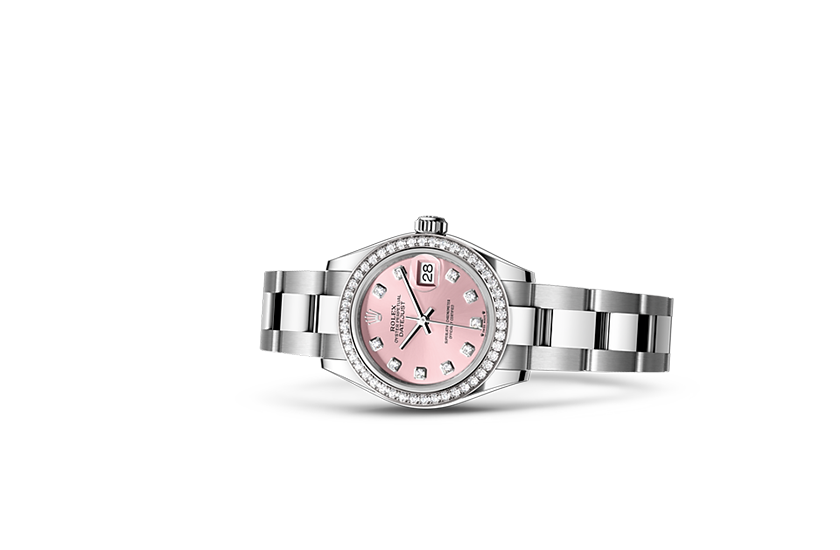 Rolex watch Lady-Datejust Oystersteel, white gold and diamonds, and pink dial set with diamonds in Relojería Alemana
