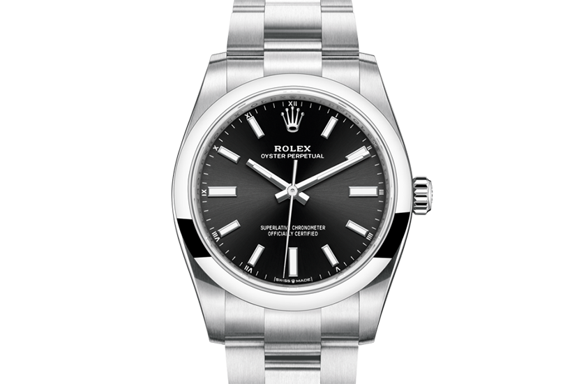Rolex Oyster Perpetual 34 Oystersteel and Bright black dial in Relojería Alemana 