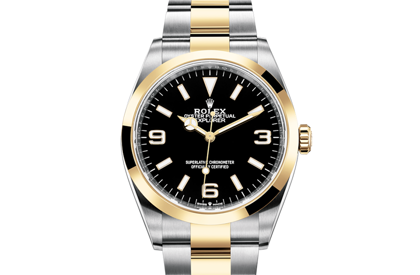 Rolex Explorer Oystersteel, yellow gold and Black Dial in Relojería Alemana