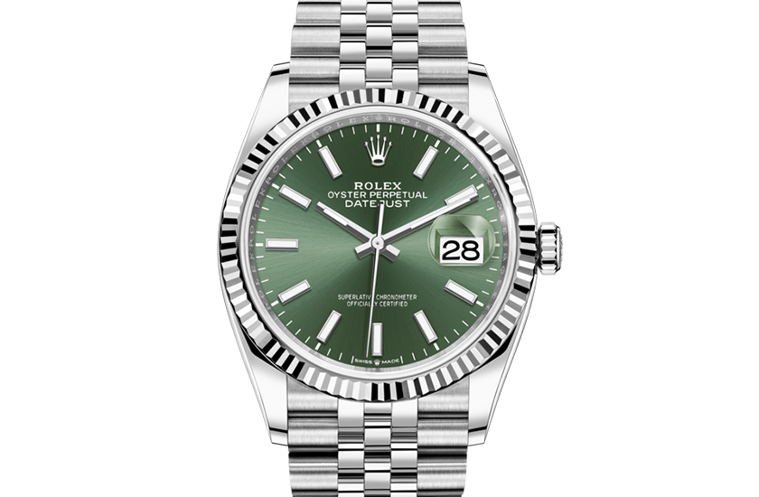 Rolex watch Datejust 36 Oystersteel, white gold and Mint Green Dial in Relojería Alemana in Mallorca