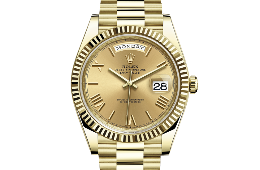 Rolex Day-Date 40 yellow gold and champagne-colour dial in Relojería Alemana 