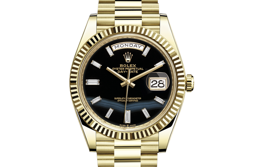 Rolex Day-Date 40 yellow gold and Onyx set with diamonds dial  in Relojería Alemana 