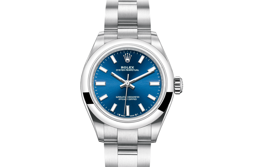 Rolex Oyster Perpetual 28 Oystersteel and vivid blue dial in Relojería Alemana 