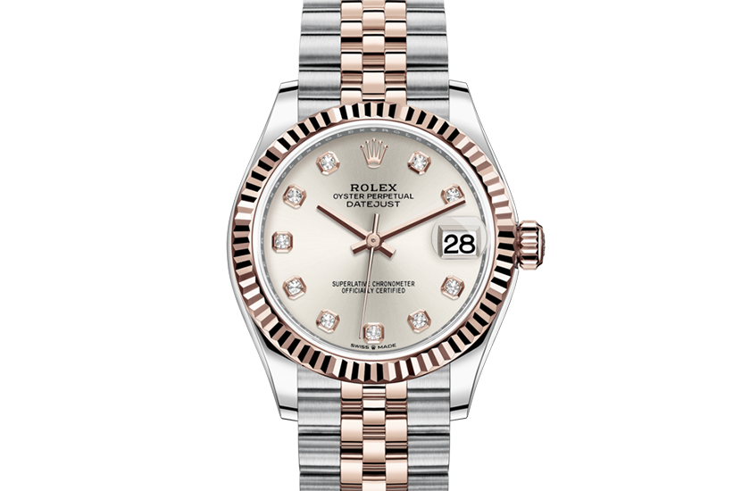 Rolex watch Datejust 31 Oystersteel, Everose gold and silver dial set with diamonds de Relojería Alemana 