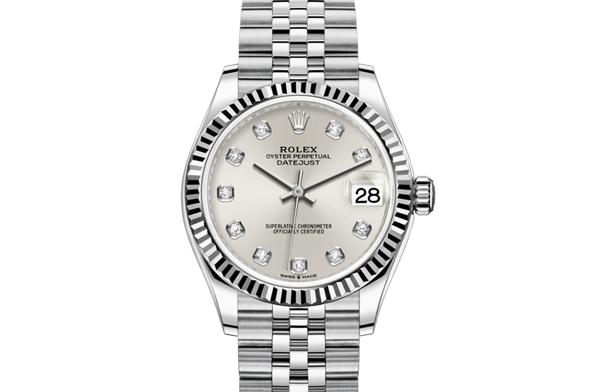 Rolex watch Datejust 31 silver dial set with diamonds Relojería Alemana in Mallorca
