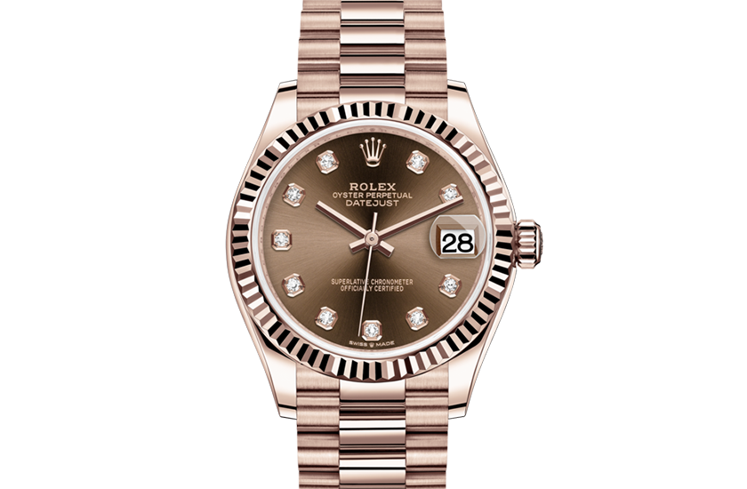 Rolex watch Datejust 31 chocolate dial set with diamonds Relojería Alemana in Mallorca