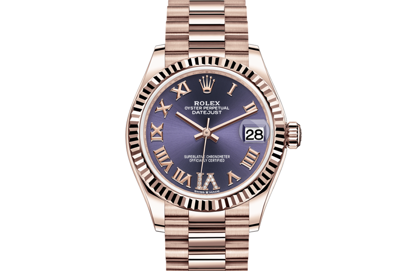 Rolex watch Datejust 31 Aubergine dial set with diamonds Relojería Alemana in Mallorca