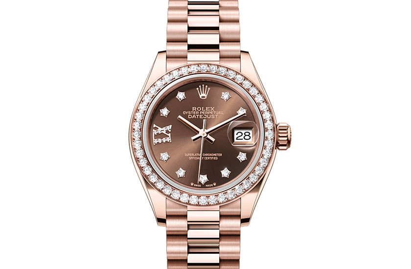 Rolex Lady-Datejust oro Everose y diamantes y esfera chocolate engastada de diamantes  en Relojería Alemana