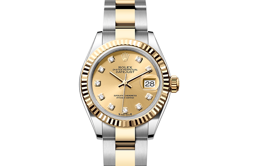 Rolex Lady-Datejust Oystersteel and yellow gold, and champagne-colour dial set with diamonds  in Relojería Alemana