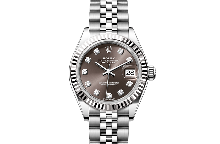 Rolex Lady-Datejust Oystersteel and white gold, and Dark Grey Dial set with diamonds  in Relojería Alemana
