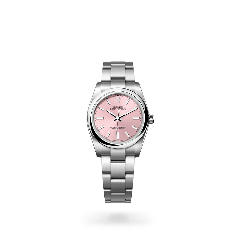 Rolex Oyster Perpetual 34 Oystersteel pink dial in Relojería Alemana