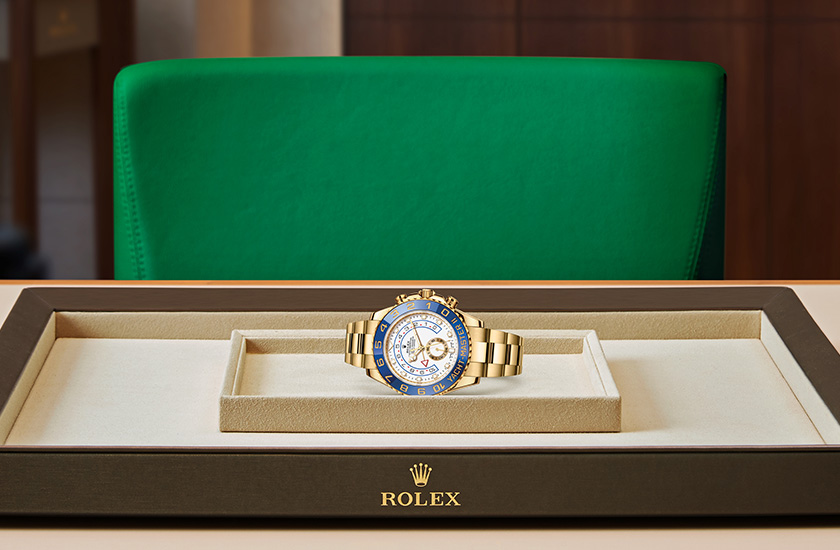 Presentation reloj Rolex Yacht-Master II yellow gold and White Dial in Relojería Alemana
