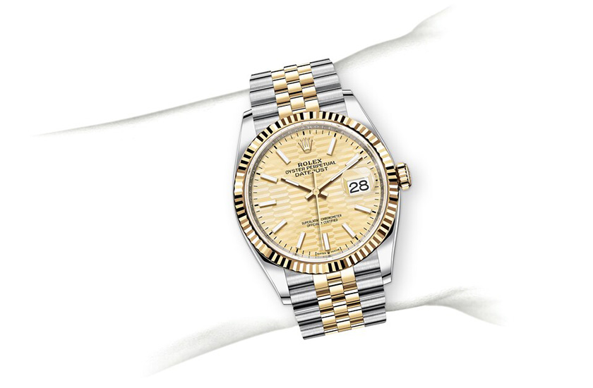 Simulation wrist Rolex Datejust 36 Oystersteel and yellow gold in Relojería Alemana